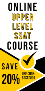 20% off coupon for the Upper Level SSAT online course.
