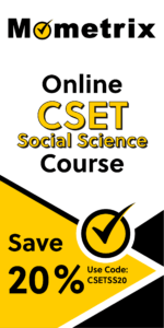 20% off coupon for the CSET Social Science online course.