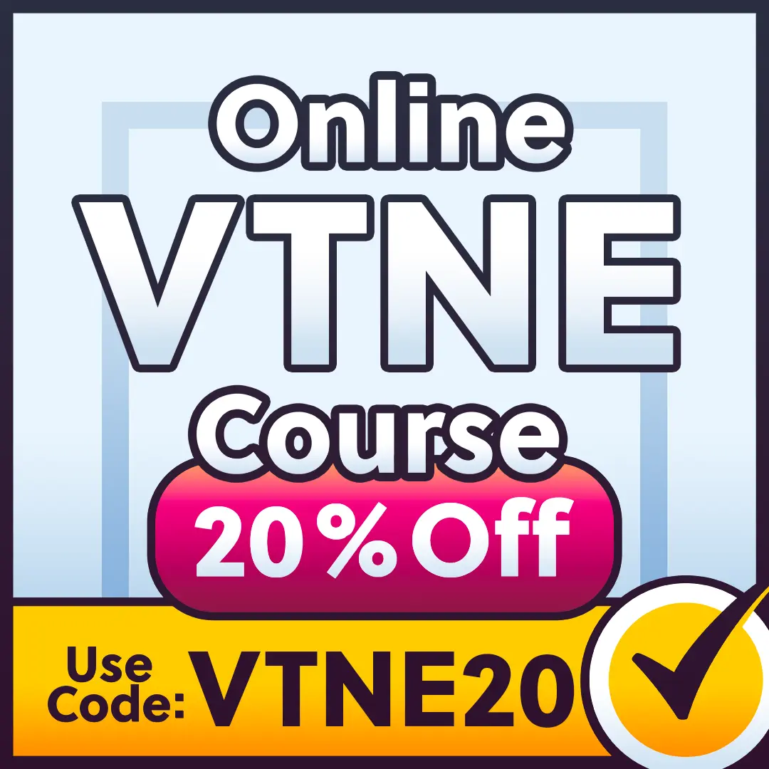 20% off coupon for the VTNE online course.
