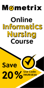 Advertisement for Mometrix Online Informatics Nursing Course, offering a 20% discount with the code INURSE20.