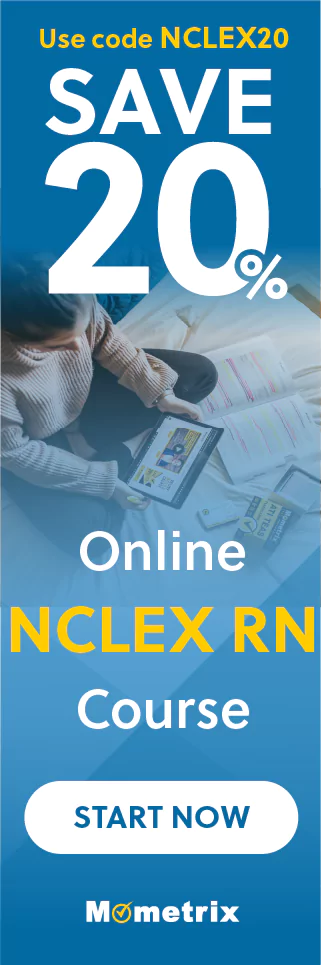 Click here for 20% off of Mometrix NCLEX RN online course. Use code: SNCLEX20.